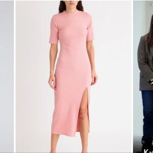 Open Edit Mock Neck Midi Dress In Pink Bride Size L